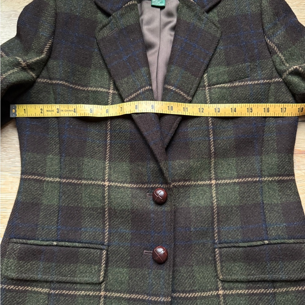 🔥VINTAGE LAUREN Ralph Lauren TWEED WOOL Classic Plaid Blazer Sz4P PriceFirm - Picture 7 of 14